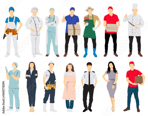 different people occupation set collection of professionals people