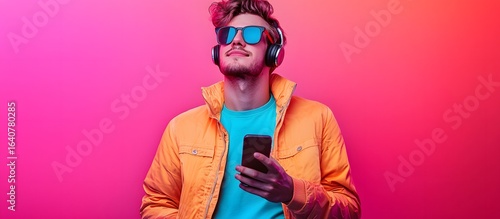 influencer or streamer young mam with mobile phone