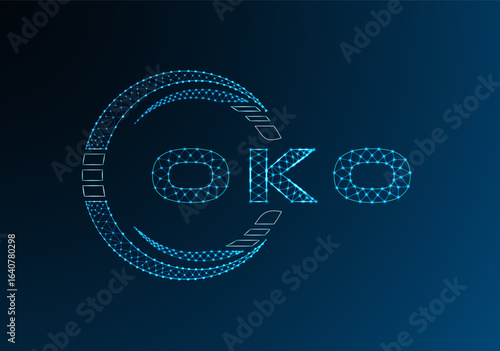 OKO low poly letter logo vector design. OKO lower poly logo design. Low poly logo.