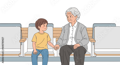 Grandmother And Grandson Sitting Hand In Hand Building Intergenerational Bonds