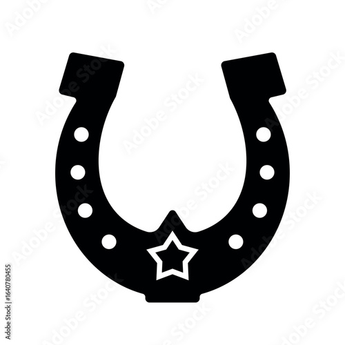Lucky horseshoe silhouette with star and circular holes