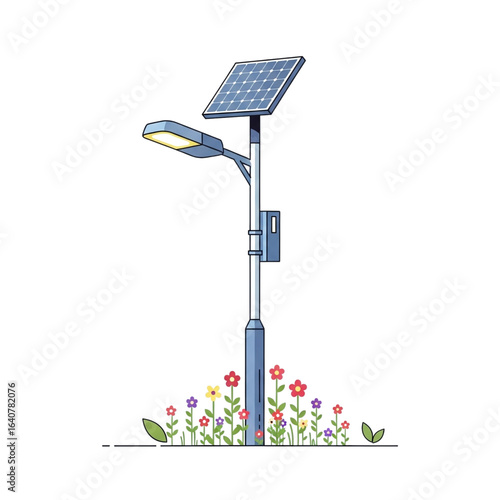 Solar Streetlight with Flowers: A Sustainable Energy Concept