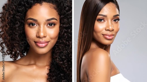 Woman diverse hair styles comparison