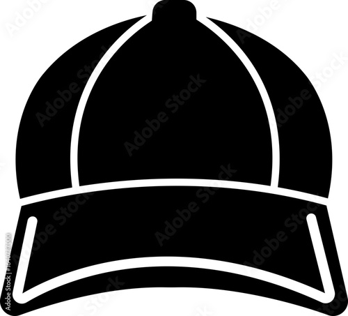 Baseball hat icon , black vector of sports cap group in flat style, headwear fashion accessory symbols, adjustable snapback visor silhouette and outline isolated on transparent background