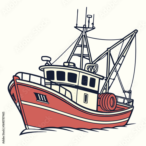 Collection of retro fishing trawler boat vector illustrations for logo & branding