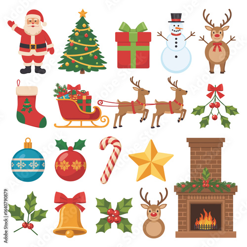 Christmas characters and decorations santa claus christmas tree