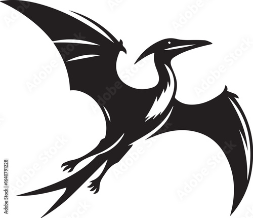 Flying Pteranodon dinosaur bird Silhouette Vector