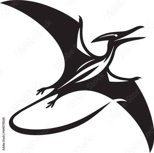 Flying Pteranodon dinosaur bird Silhouette Vector