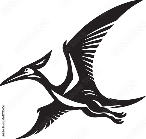 Flying Pteranodon dinosaur bird Silhouette Vector