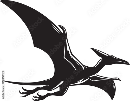Flying Pteranodon dinosaur bird Silhouette Vector