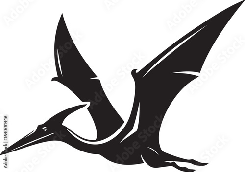 Flying Pteranodon dinosaur bird Silhouette Vector