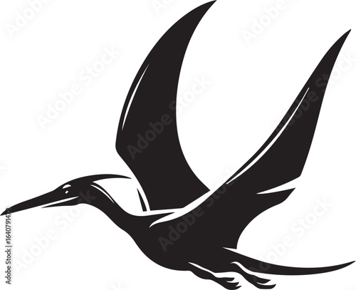 Flying Pteranodon dinosaur bird Silhouette Vector