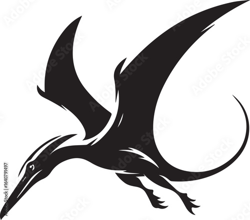 Flying Pteranodon dinosaur bird Silhouette Vector