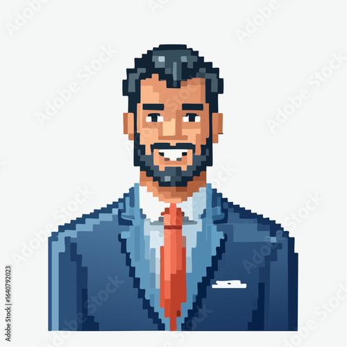 Pixel Art Male News Anchor - Retro 8bit TV Reporter at News Desk