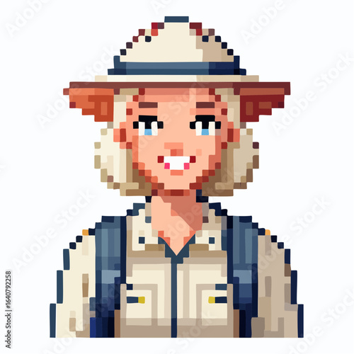 Pixel Art Park Ranger Station Scene - Wildlife Protection Post