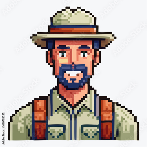 Pixel Art National Park Ranger Duo - Male Officers with Backpacks