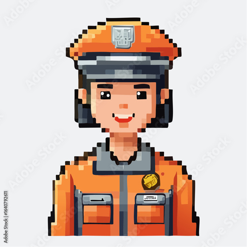 Pixel Art Prison Guard Character Set - Female Officers Retro 8bit Style