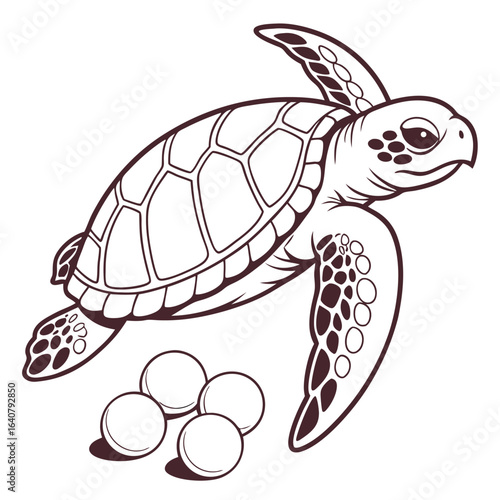 Sea Turtle Hatching Egg Illustration