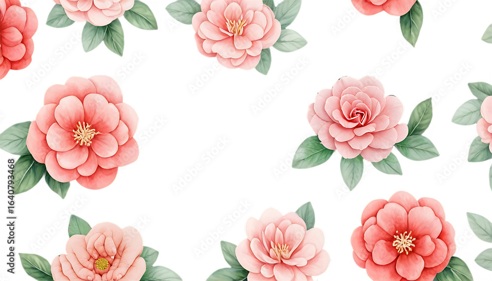 seamless pattern with flowers .bouquet of flowers. Watercolor flower with green leaves. floral frame and background. flower border illustration set. Watercolor floral. PNG seamless pattern with flowers .bouquet of flowers. Watercolor flower with green leaves. floral frame and background. flower border illustration set. Watercolor floral. PNG
