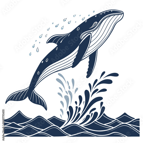 Humpback Whale Jumping Out of Water
