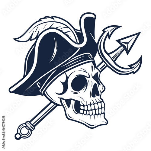 Pirate Skull with Crossed Trident Emblem