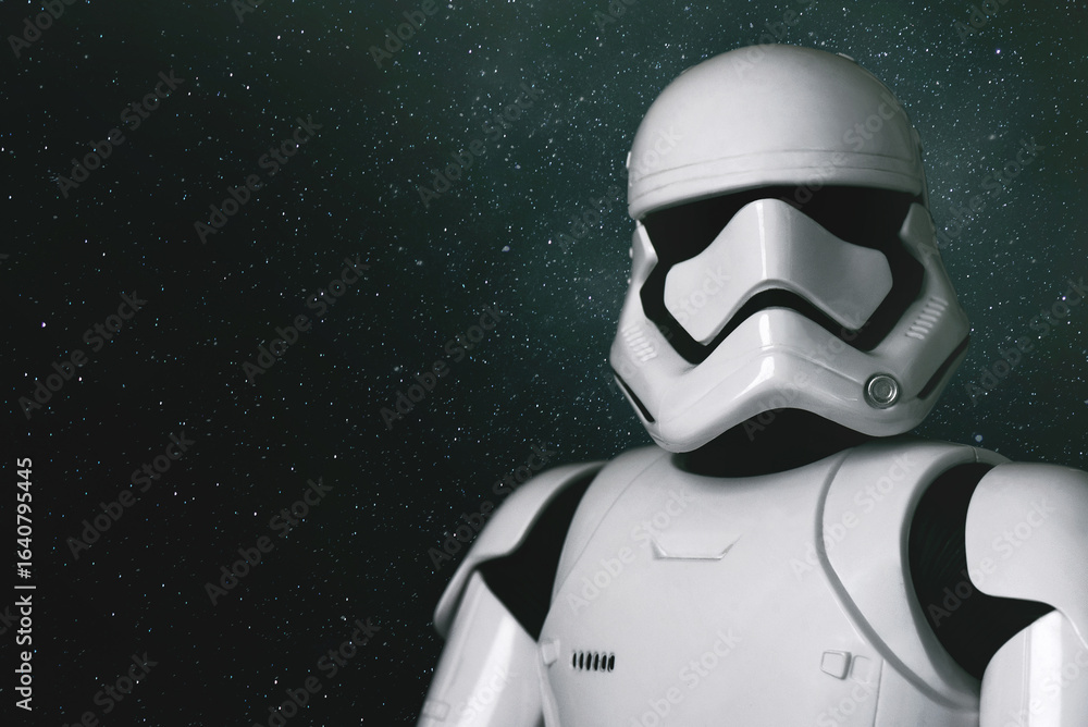 Naklejka premium Closeup of Star Wars First Order Stormtrooper action figure character from the Star Wars movie saga. Illustrative editorial