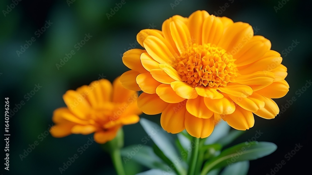 Fototapeta premium Vibrant orange gazania flowers blooming in garden