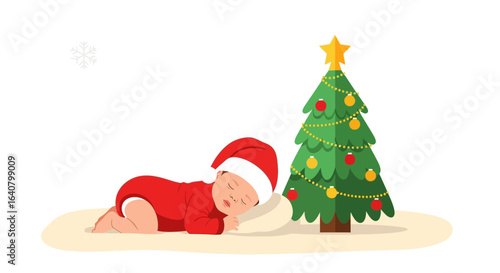 Newborn Dreamland A Child's First Christmas Eve Under The Decorated Tree