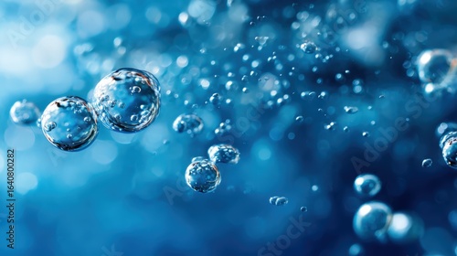 Wallpaper Mural Captivating Close-Up of Effervescent Bubbles Floating in Clear Blue Liquid, Perfect for Refreshment and Purity Concepts Torontodigital.ca