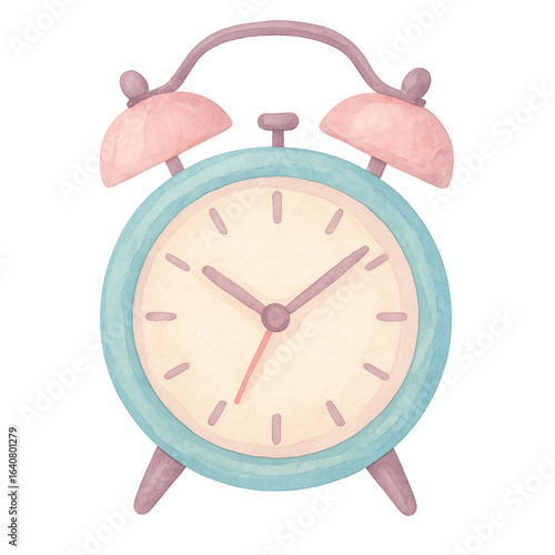 Pastel Watercolor Vintage Alarm Clock PNG