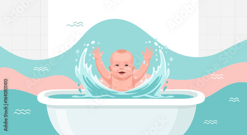Joyful Baby's First Bath Time Adventure Filled With Bubbles And Splashing Fun
