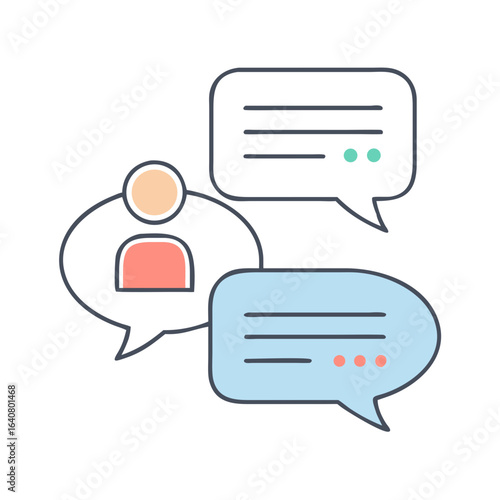 User Profile with Chat Bubbles Representing Online Communication and Social Interaction
