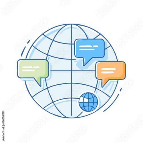 Global communication network showcasing international dialogue and multilingual support across the world