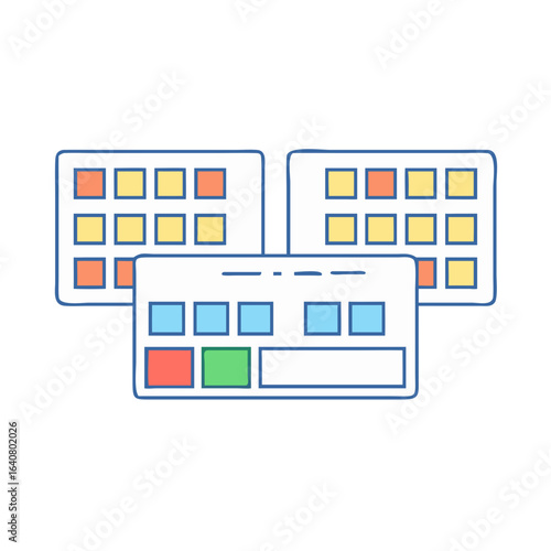 Multiple instances of a data grid or dashboard interface design concept