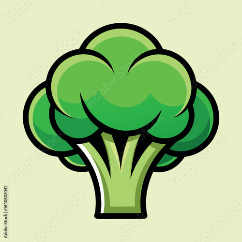 Bright green broccoli illustration on a light background showcasing fresh produce