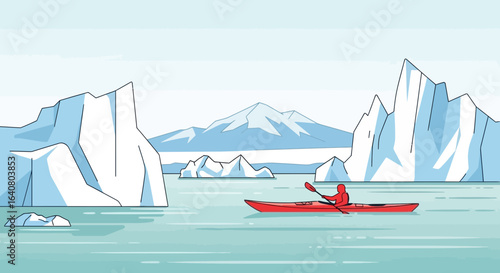 Kayak Adventure Among The Icebergs Exploring Arctic Landscapes For Tourism Concept
