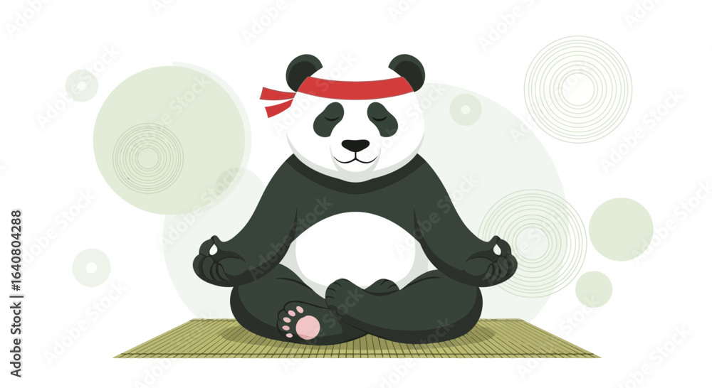 Naklejka premium Meditating Panda Mastering Mindfulness For Calmness And Balance Illustration