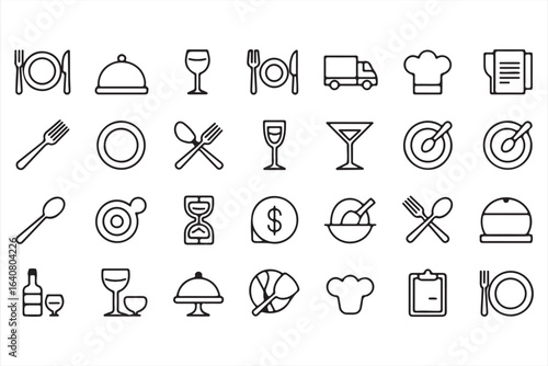 Modern food and beverage icons for restaurant, kitchen, and hospitality use