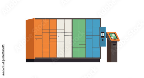Modern parcel locker system with digital interface for secure package delivery