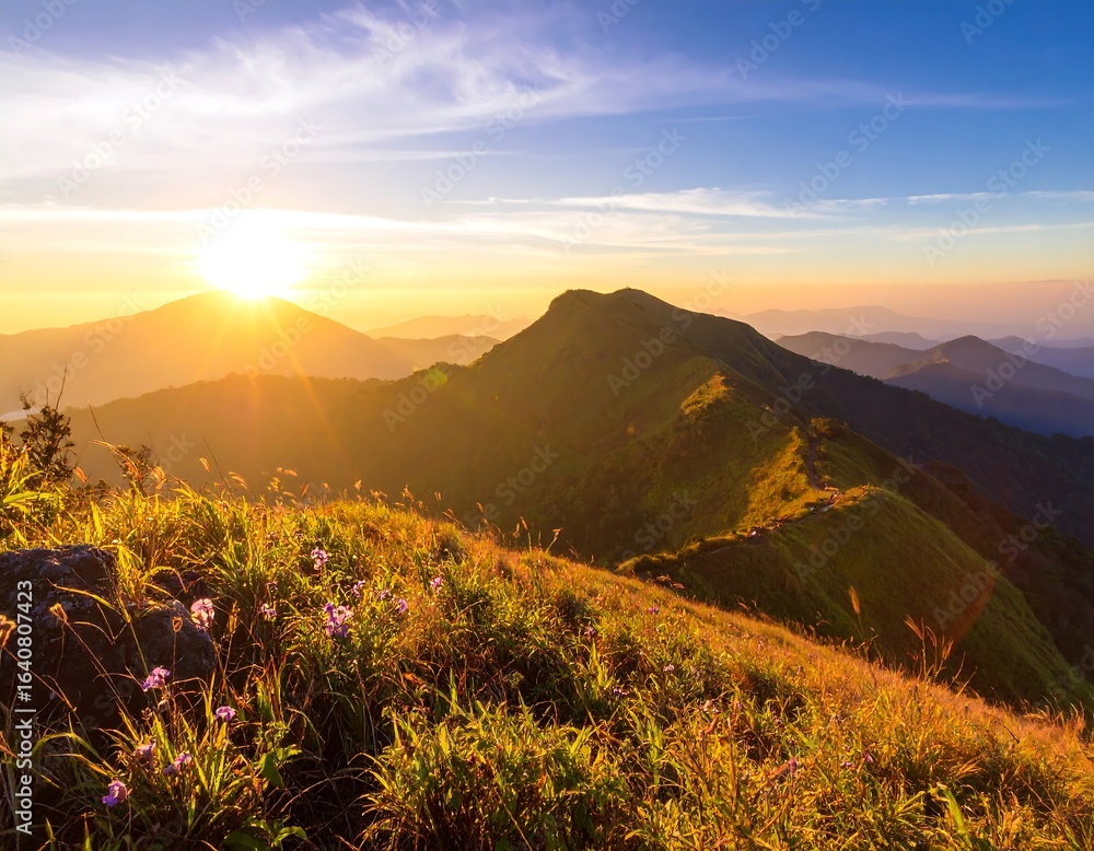 Fototapeta premium Sunrise over mountain peaks