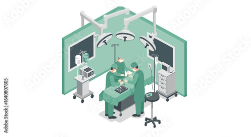 Surgical team performing operation in modern operating room