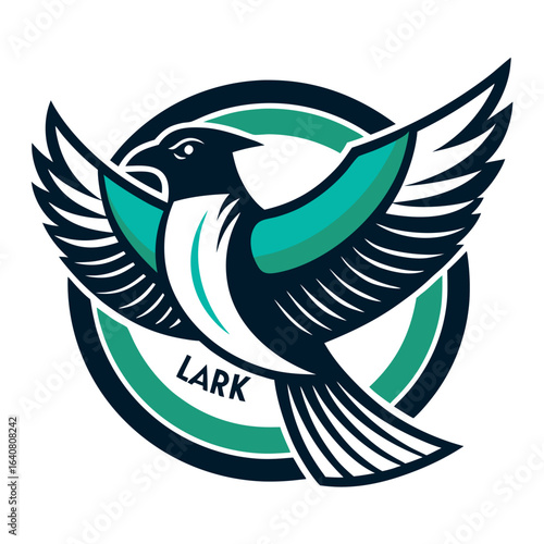 Lark logo design featuring a stylized bird with vibrant colors and bold lines, showcasing freedom and creativity