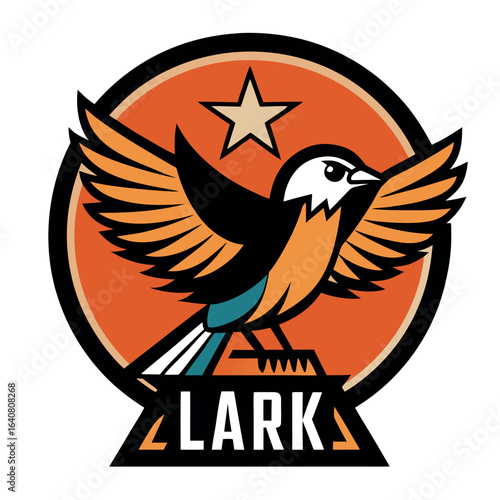 Lark bird emblem featuring vibrant colors and dynamic design with star symbol