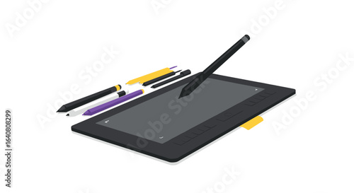 Digital drawing tools: 3d stylus and pen tablet for creative art and design