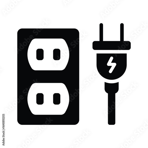 A captivating glyph style icon showing power plug
