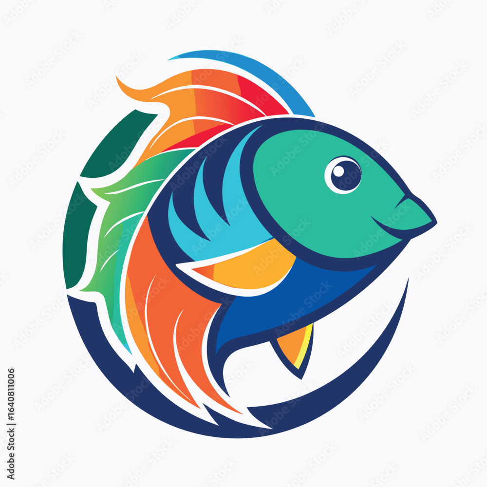 Obraz premium Colorful fish illustration swimming gracefully in a vibrant aquatic design