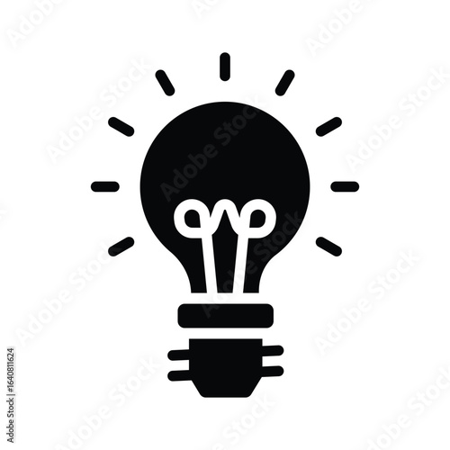 Easy to edit icon of bulb in glyph style