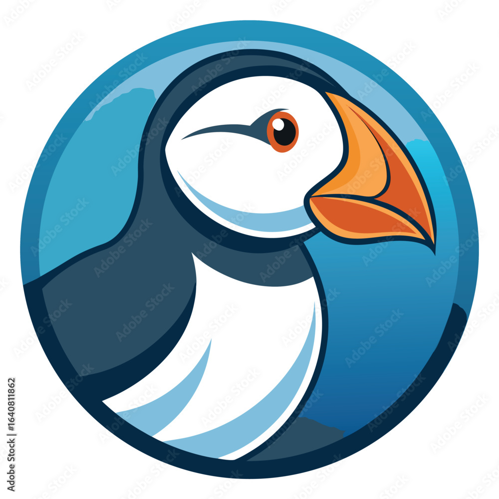 Obraz premium Colorful puffin illustration with vibrant background depicting the beauty of coastal wildlife