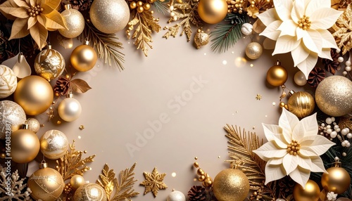 Elegant holiday decor festive celebration background image golden theme close-up view christmas concept