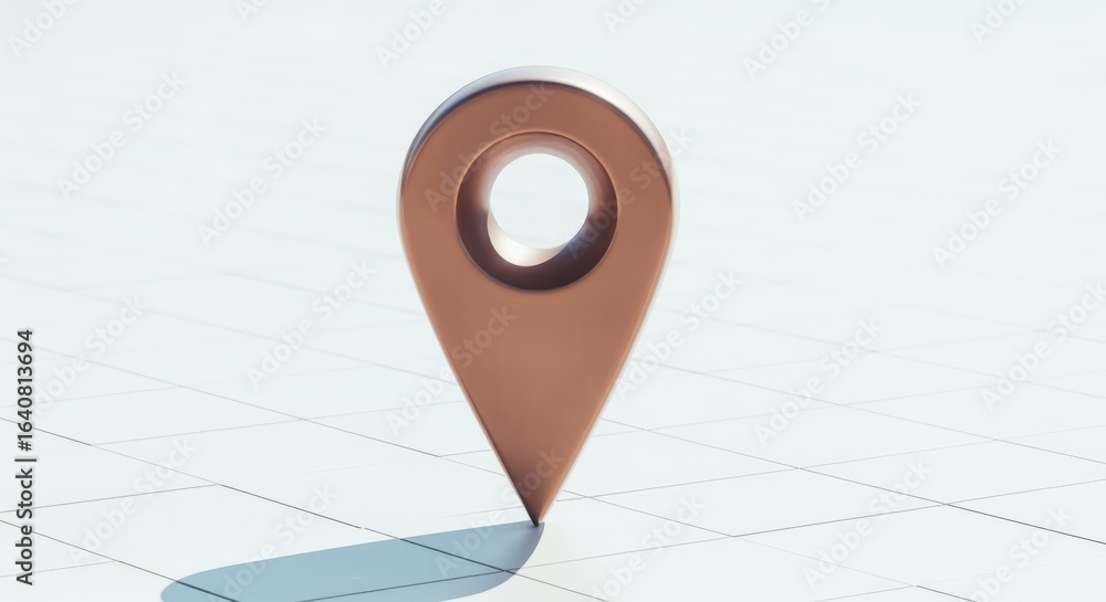 Fototapeta premium Metallic Location Pin on Grid Background Represents Navigation, Mapping, and Geo-location Services